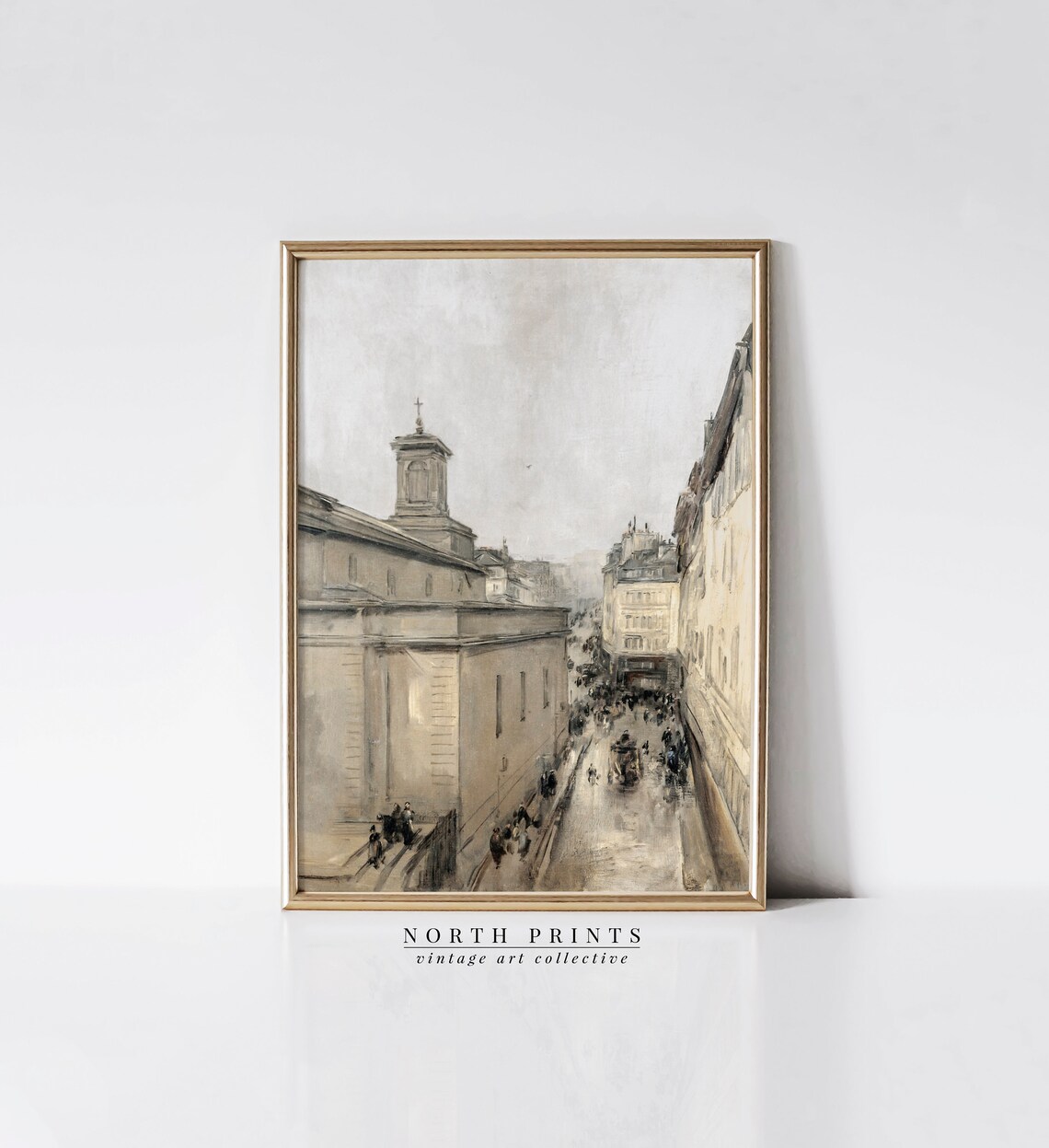 Paris Cityscape Vintage Travel Poster, Neutral - Image 4
