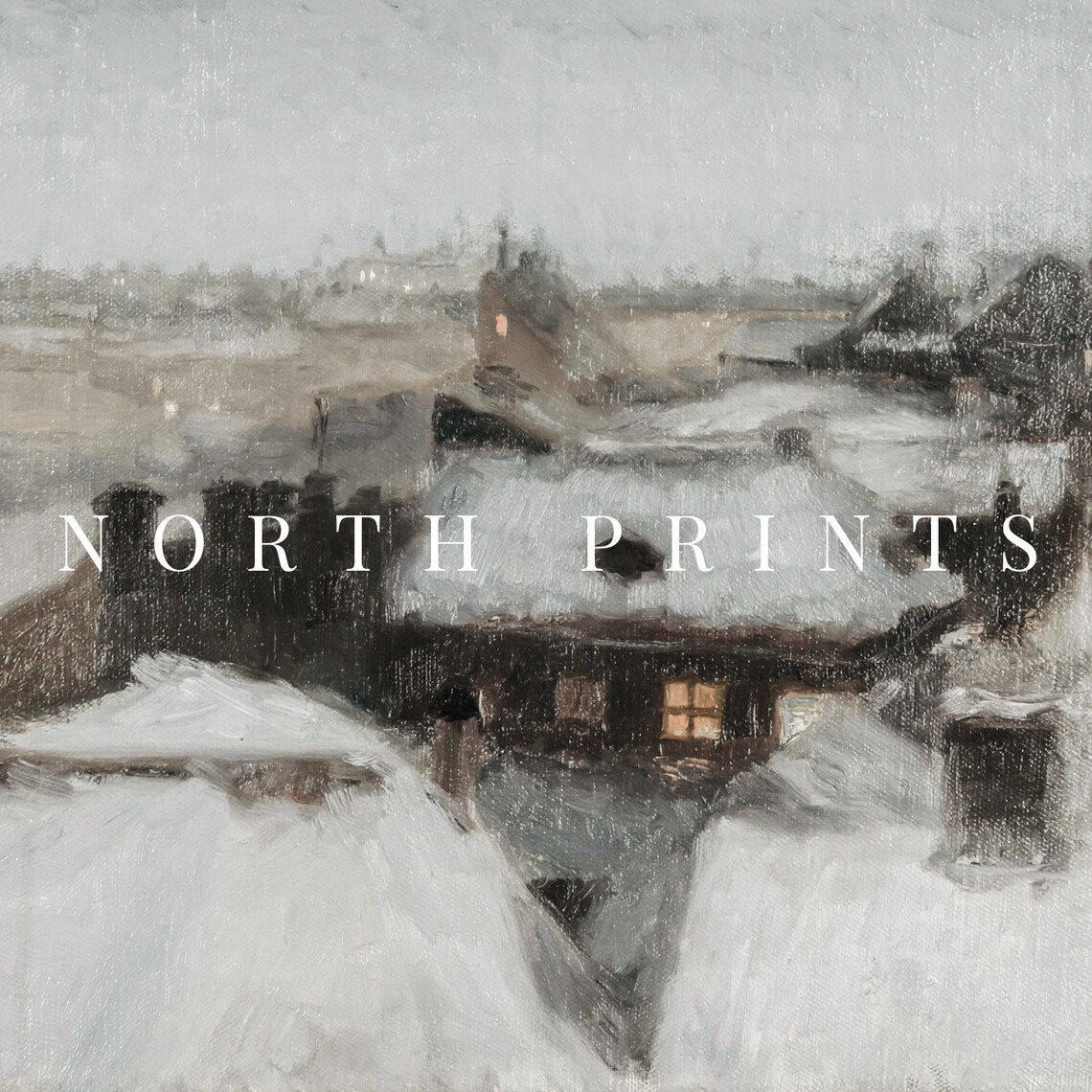 Rustic Winter Cityscape Vintage Art Print - Image 2