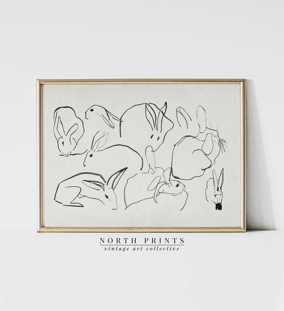 Neutral Farmhouse Rabbit Sketch Nursery Art Print - Image 4