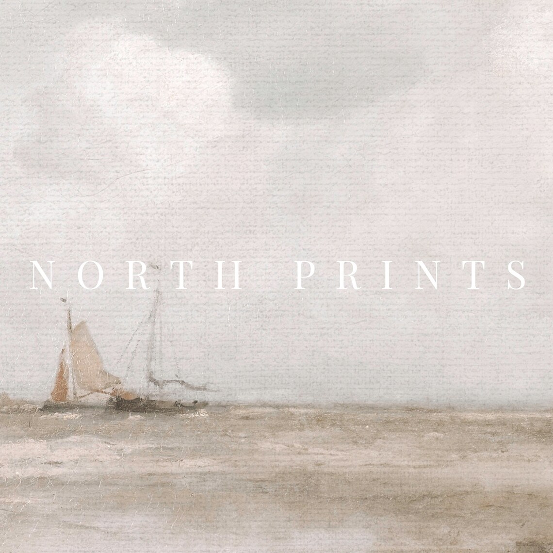 Minimalist Neutral Seascape Sailboat Gray Coastal Vintage Painting Poster - Image 2