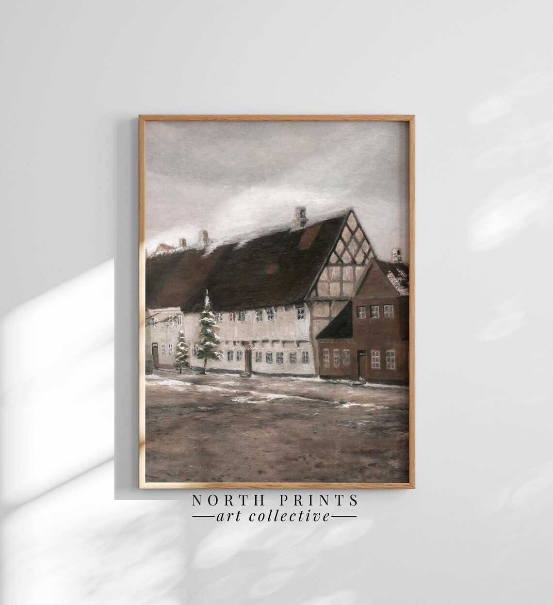 Winter European Village Christmas Wall Art Print - Image 2