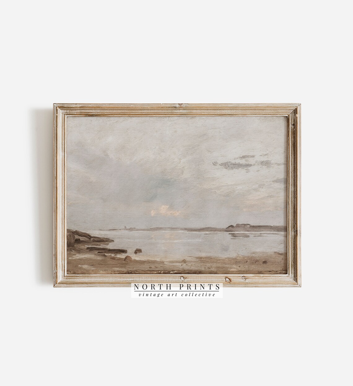 Vintage Muted Beach Landscape Art Print, Coastal Decor - Image 3