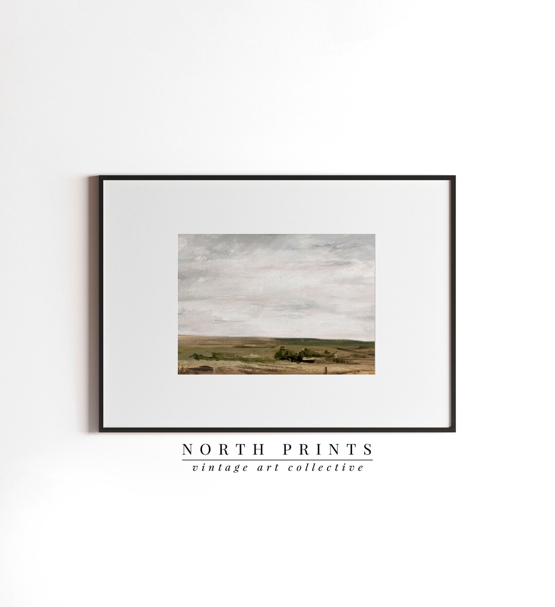 Vast Countryside Field Cloudy Sky Vintage Landscape Painting Poster - Image 3