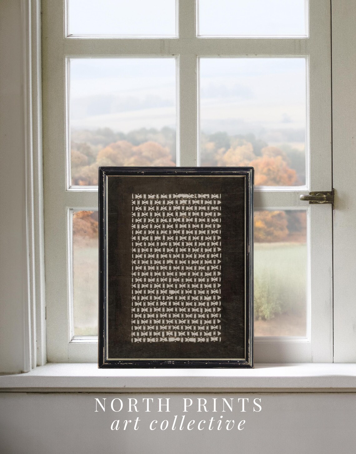 Vintage Autumn Pattern Textile Art, Farmhouse Print - Image 4