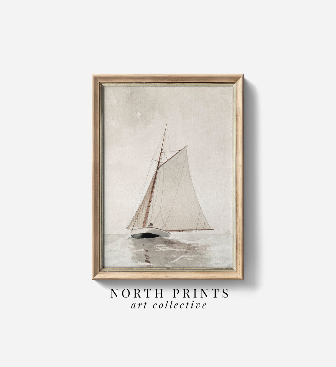 Vintage Sailboat Coastal Aesthetic Art Print - Image 4