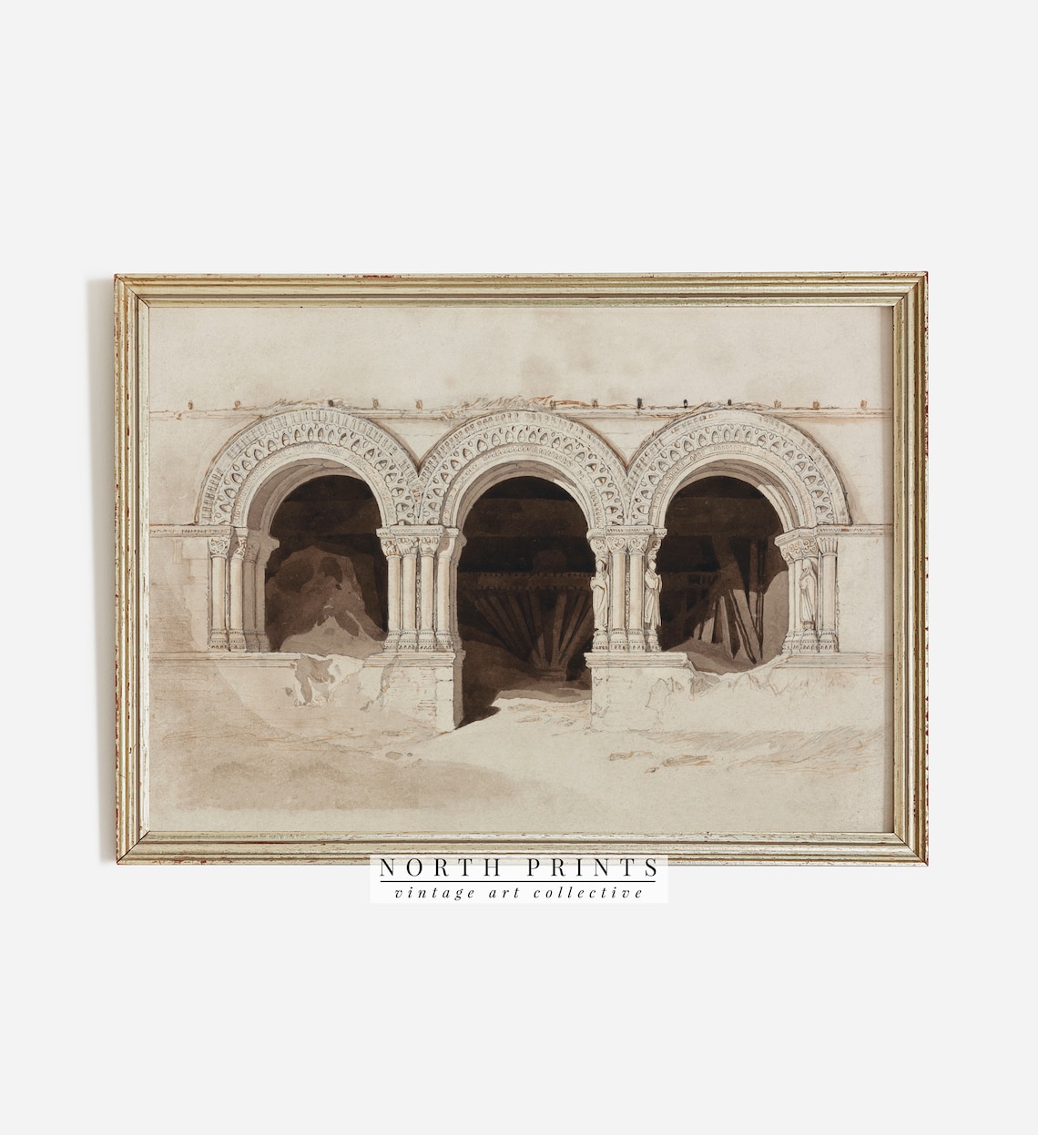 Neutral Architecture Print, Antique Greece Watercolor - Image 2