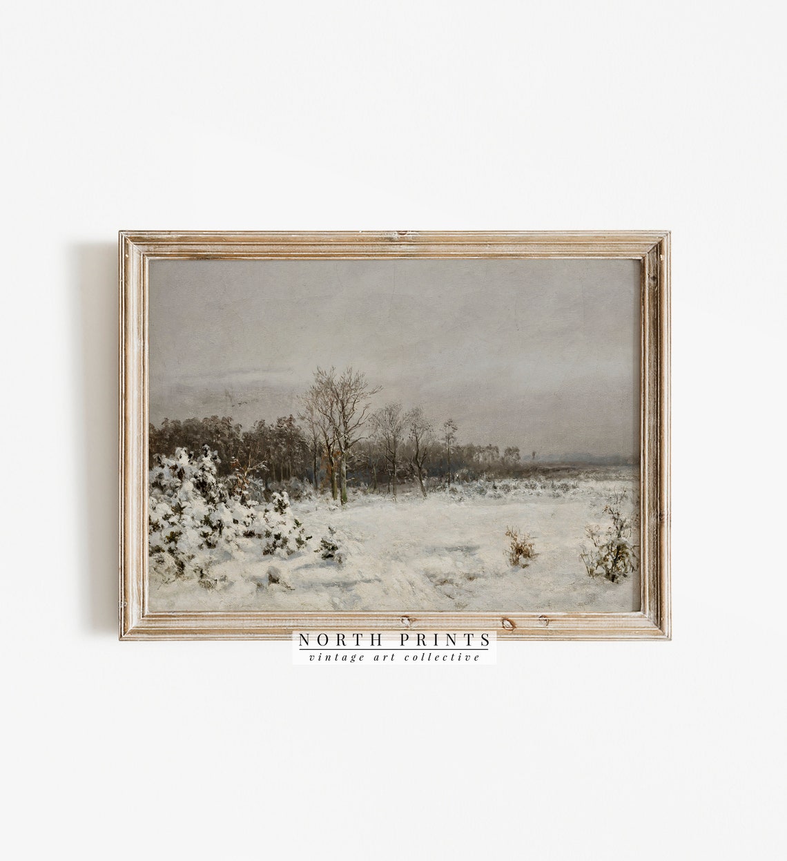 Snowy Winter Field Bare Trees Vintage Landscape Painting Poster - Image 2