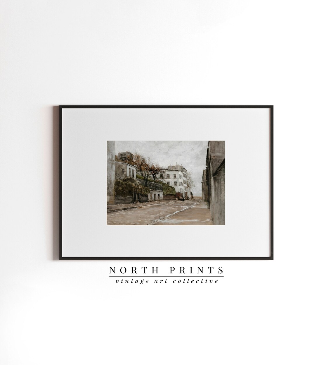 Vintage Old Town Street Scene Antique Cityscape Painting Poster - Image 2