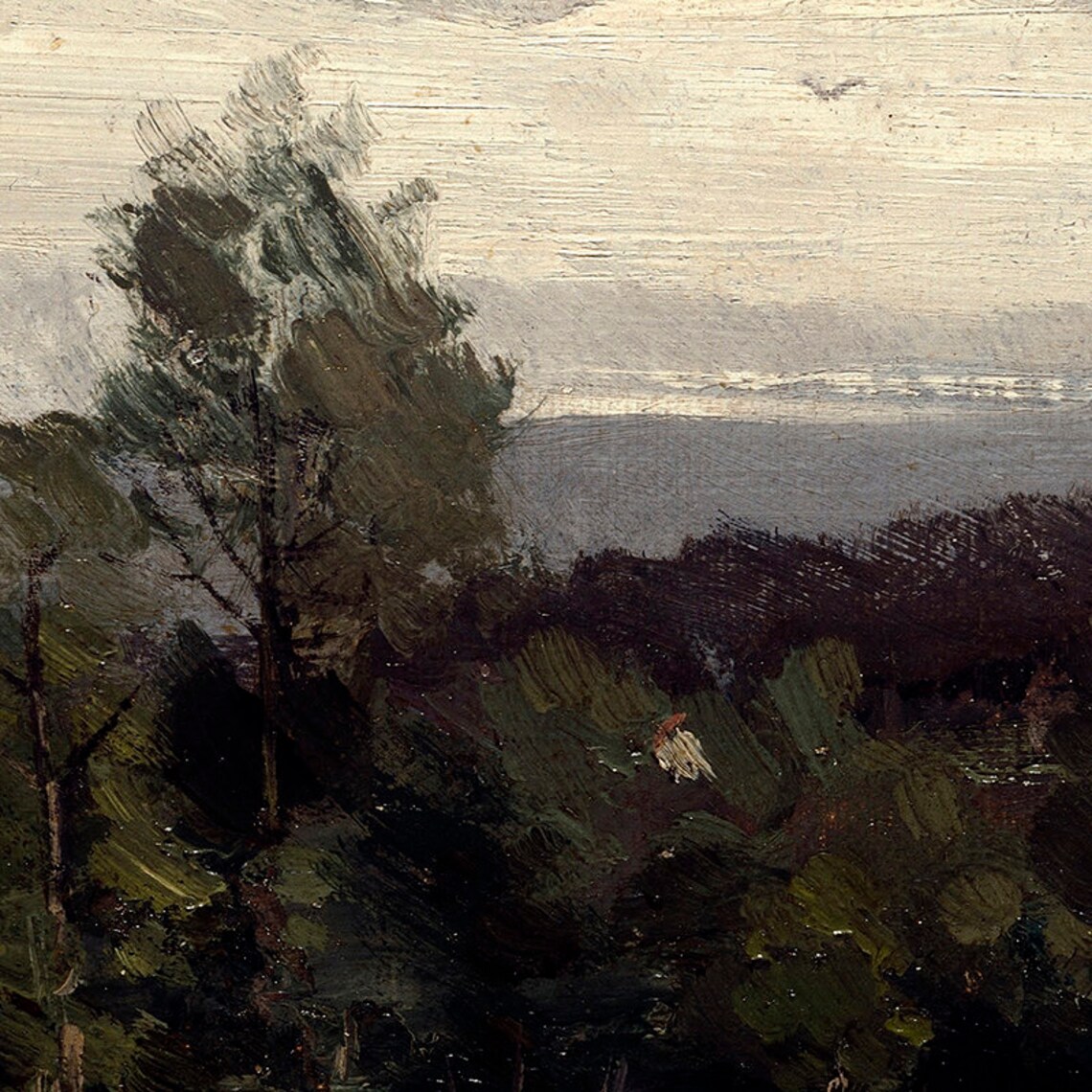 French Country Vintage Dark Green Landscape Art Print - Image 4