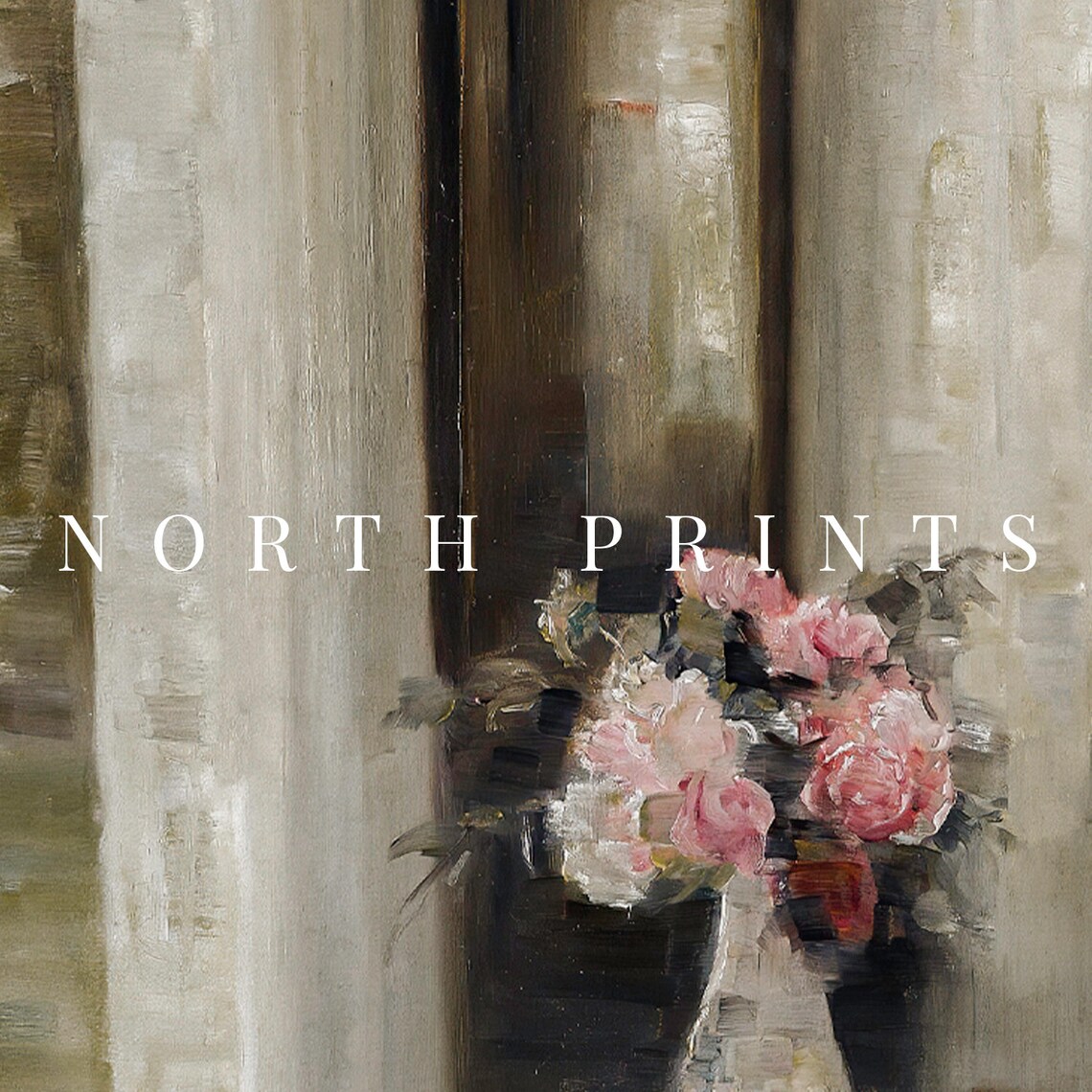 Woman by Window Pink Peonies Quiet Interior Vintage Painting Poster - Image 2