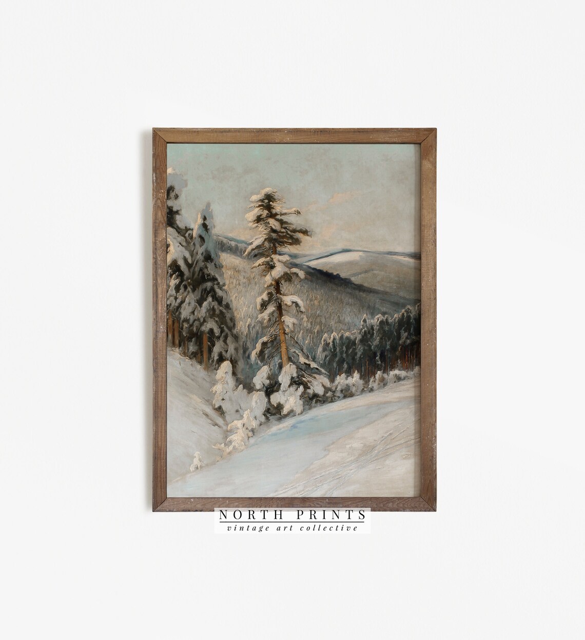 Rustic Winter Painting, Vintage Forest Landscape Art Print - Image 3