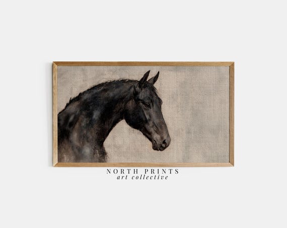 Rustic Horse Art Print, Neutral Farmhouse Decor