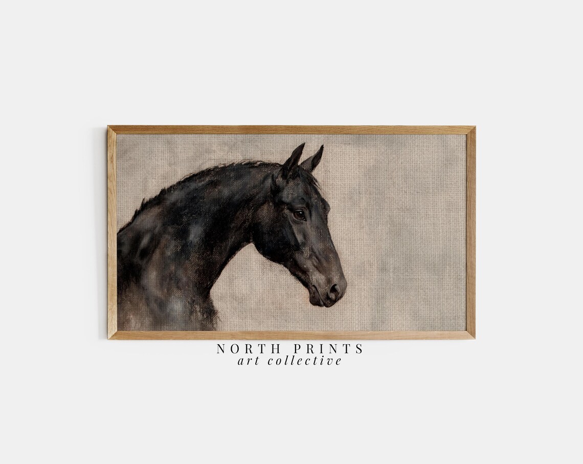 Rustic Horse Art Print, Neutral Farmhouse Decor