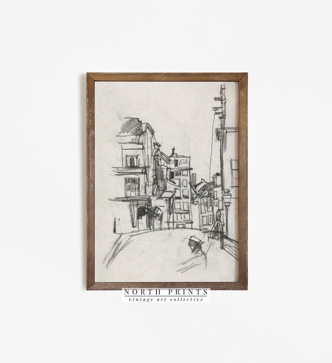 Vintage Cityscape Rough Sketch Architecture Art Print