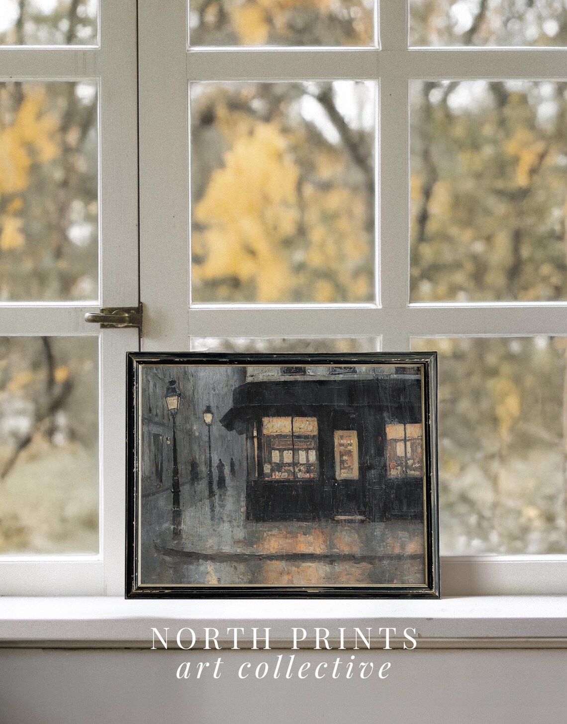 Paris Streetscape Painting, Moody French Travel Poster - Image 3