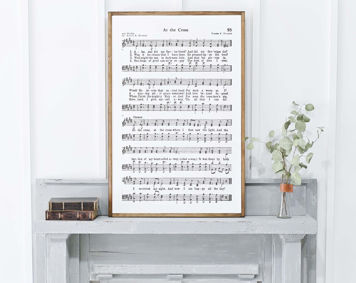 At The Cross Hymn Lyric Art Print, Music Sign - Image 2