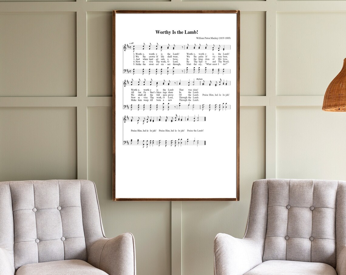 Worthy Is The Lamb Hymn Sheet Music Wall Art Print