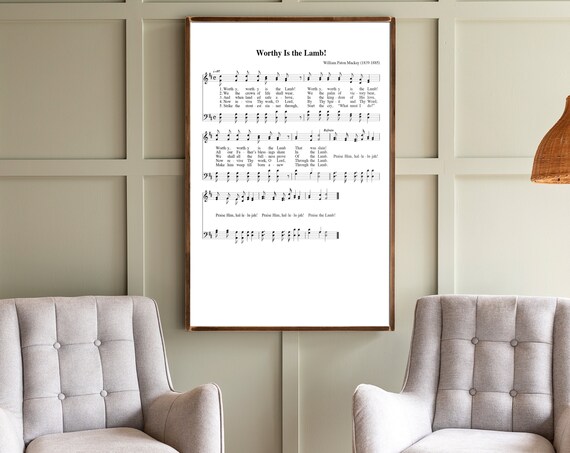 Worthy Is The Lamb Hymn Sheet Music Wall Art Print