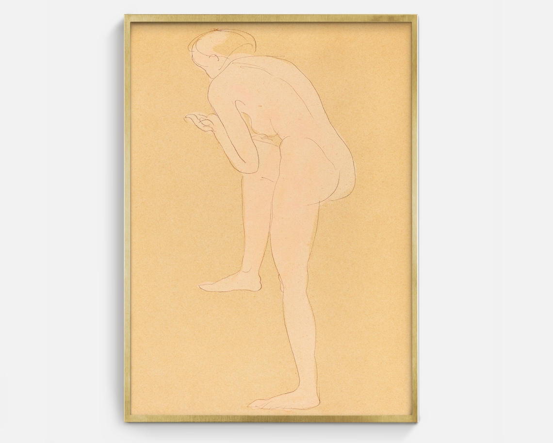 Minimalist Nude Woman Figure Line Drawing Vintage Sketch Art Poster