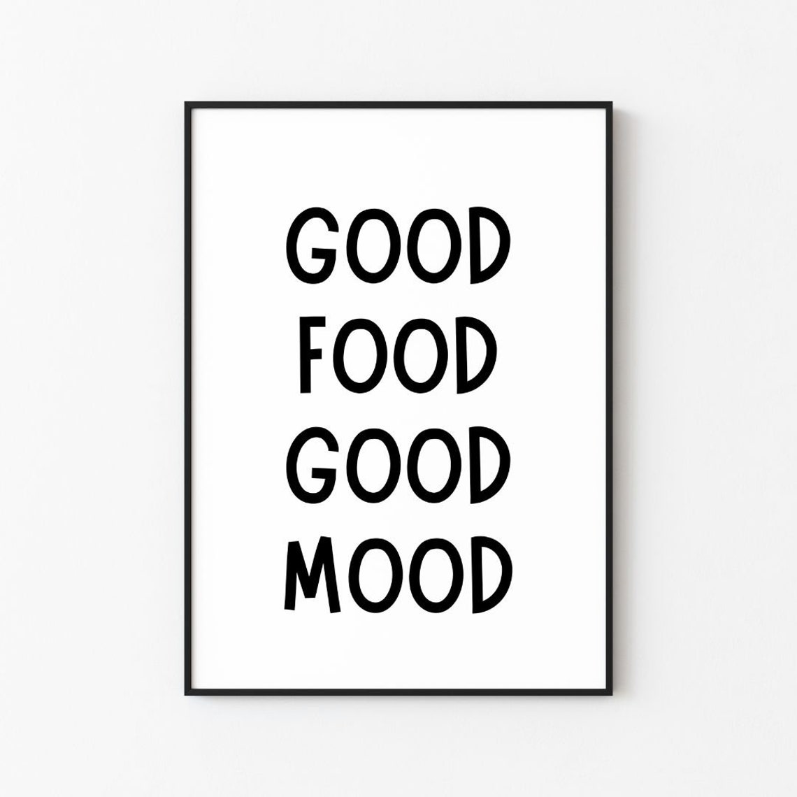 Good Food Good Mood Playful Rounded Kitchen Typography Poster
