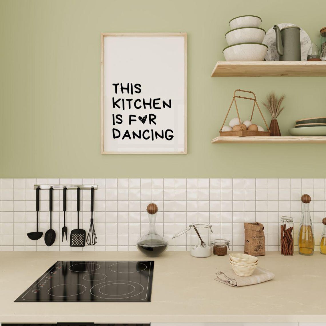 This Kitchen Is For Dancing Playful Heart Kitchen Decor Poster - Image 2