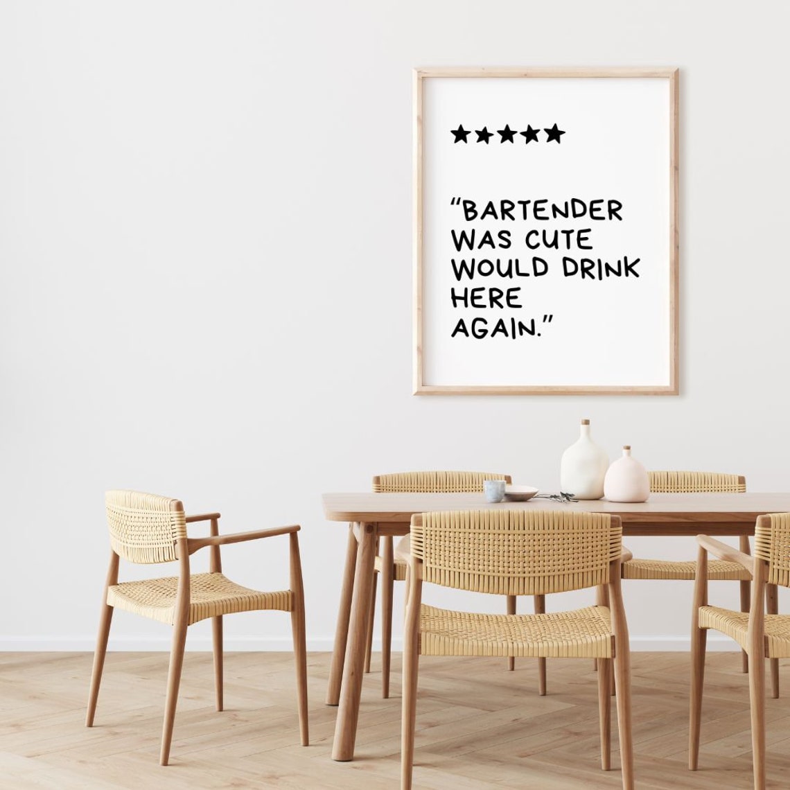 Bartender Was Cute Five Star Review Funny Quote Poster for Home Bar - Image 3