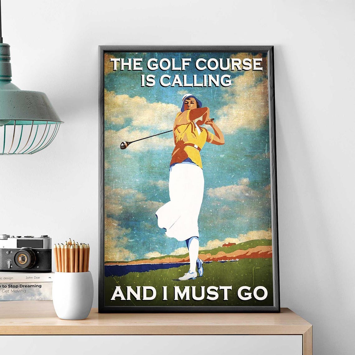 The Golf Course Is Calling and I Must Go Vintage Golf Swing Poster - Image 3