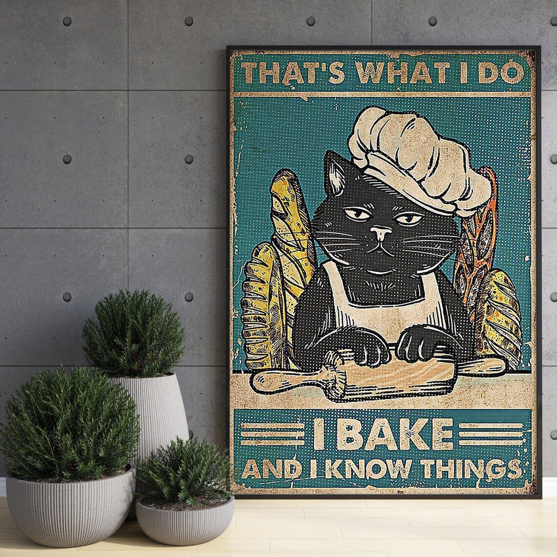 Black Cat Baking Quote Poster, Kitchen Wall Art - Image 3