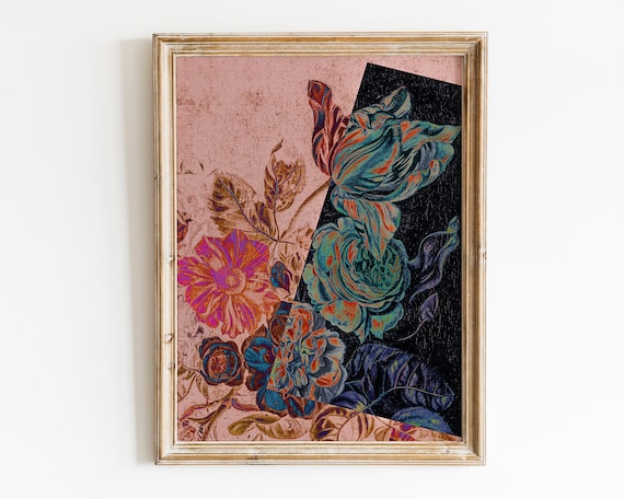 Danish Pastel Floral Art Print, Maximalist Decor