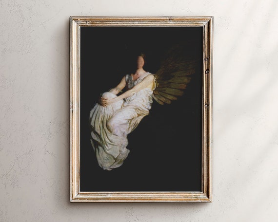 Winged Angel Surreal Art Print Dark Academia Decor