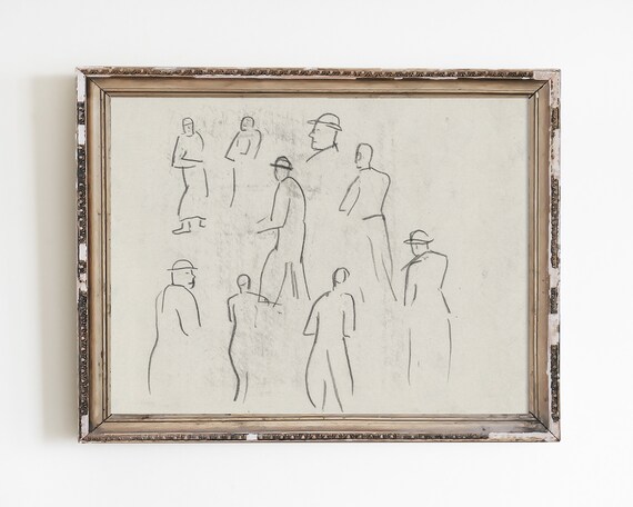 Vintage Drawing Neutral Print Figure Art Minimalist Wall Sketch Abstract Line Prints