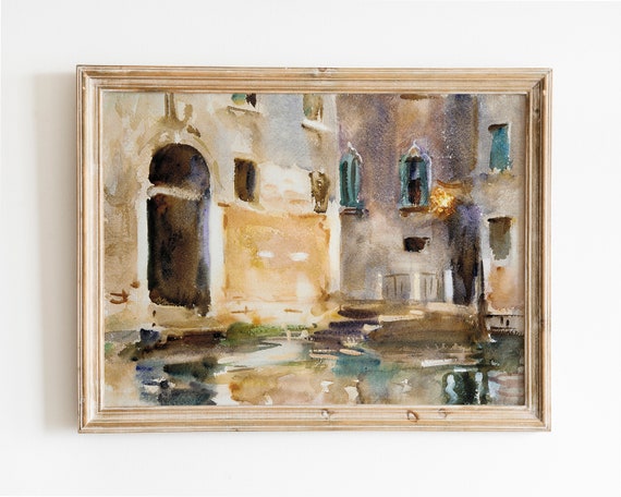 Watercolor Vintage Architecture Wall Art For Gallery Decor Antique Drawing Minimalist Etching Sketch