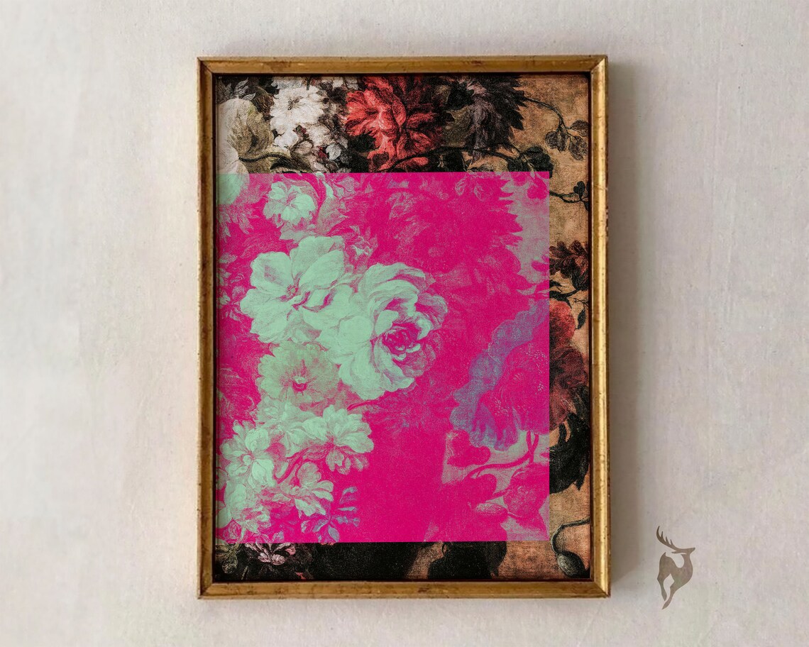 Funky Floral Maximalist Vintage Oil Painting Art Print