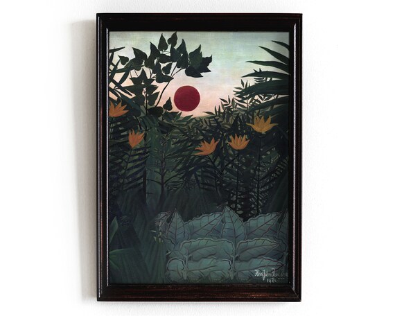 Henri Rousseau Virgin Forest Sunset Jungle Naive Art Painting Poster