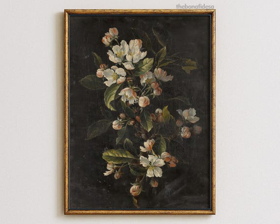 Dark Floral Print, Moody Botanical Victorian Art Print
