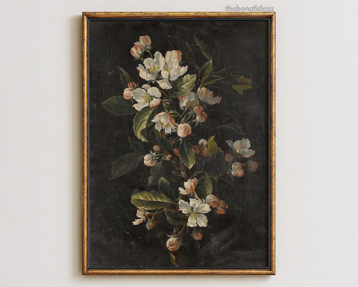 Dark Floral Print, Moody Botanical Victorian Art Print