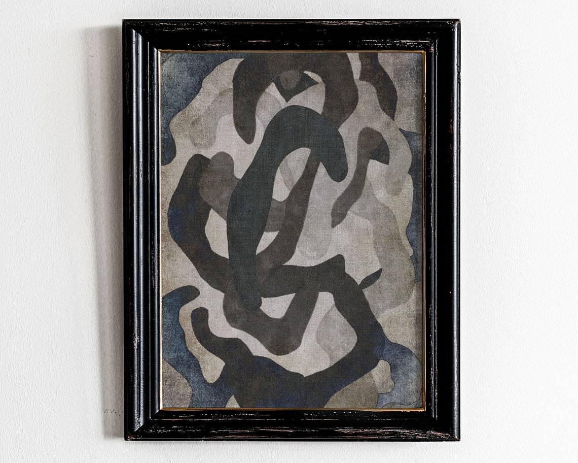 Abstract Charcoal Swirls Poster Modern Minimalist Rustic Decor