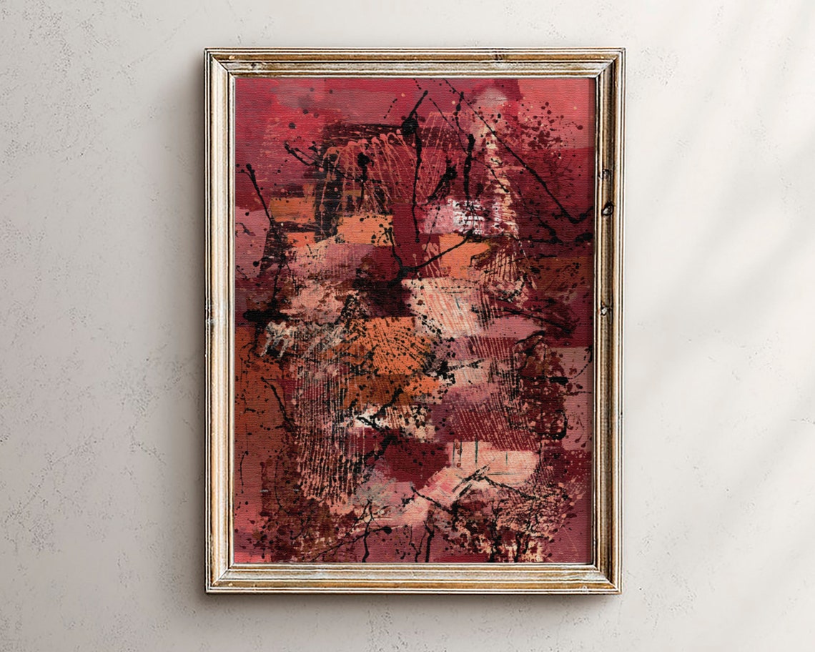 Red Abstract Expressionist Textured Modern Art Painting Poster