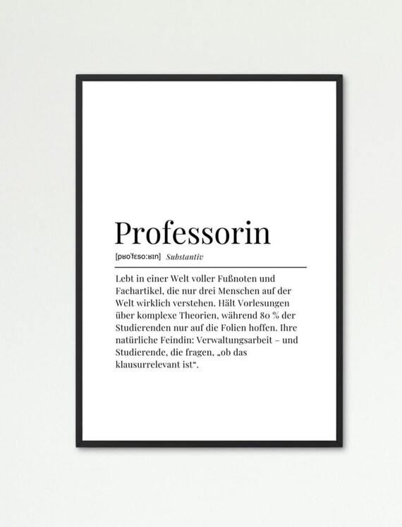 Professorin Funny German Definition Poster Gift for Professor