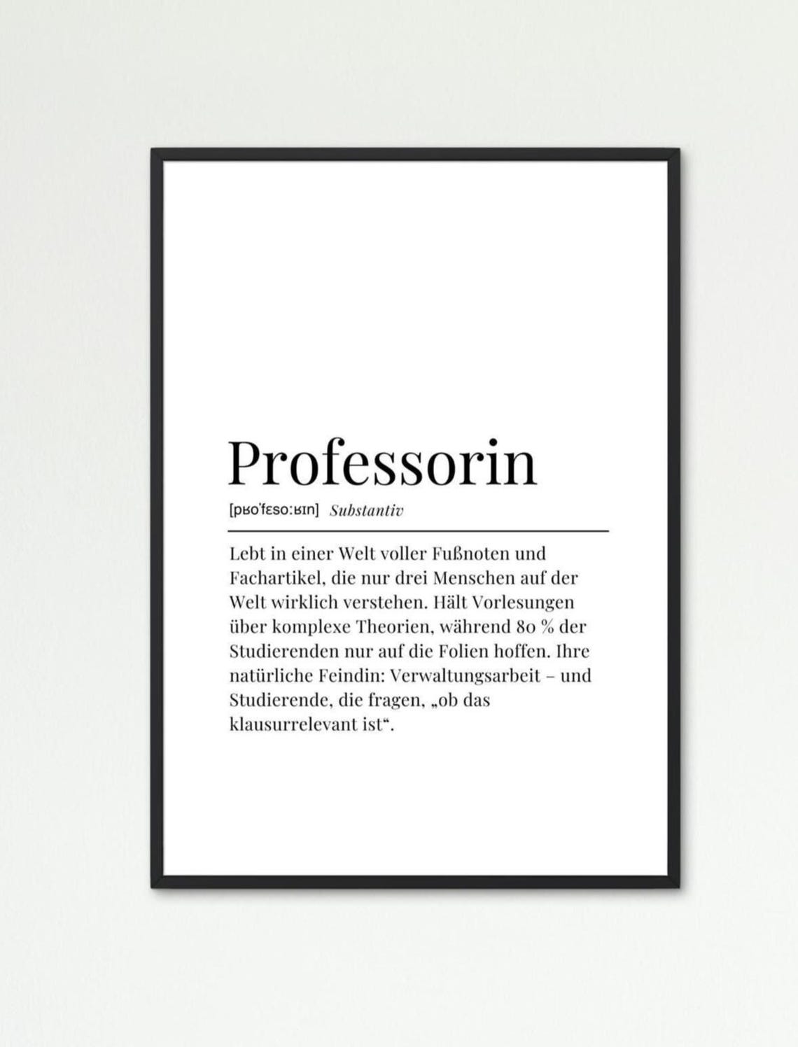 Professorin Funny German Definition Poster Gift for Professor