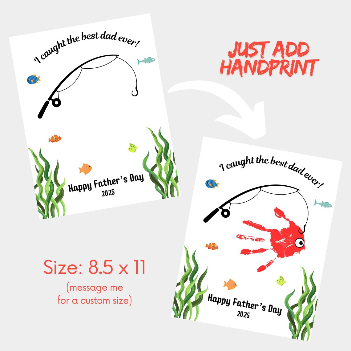 Father's Day Handprint Craft Gift for Dad, Poster - Image 4