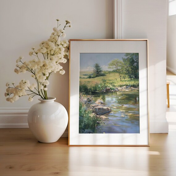 Gentle Nature Landscape Painting Vertical Landscape Painting Peaceful Valley Painting Wall Art 1 208
