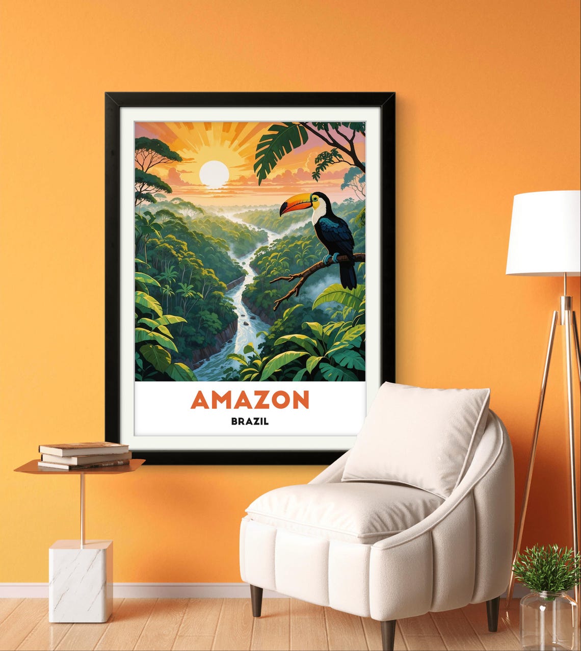 Amazon Rainforest Poster Vibrant Toucan And Sunset Jungle Wall Art Amazon Poster - Image 2