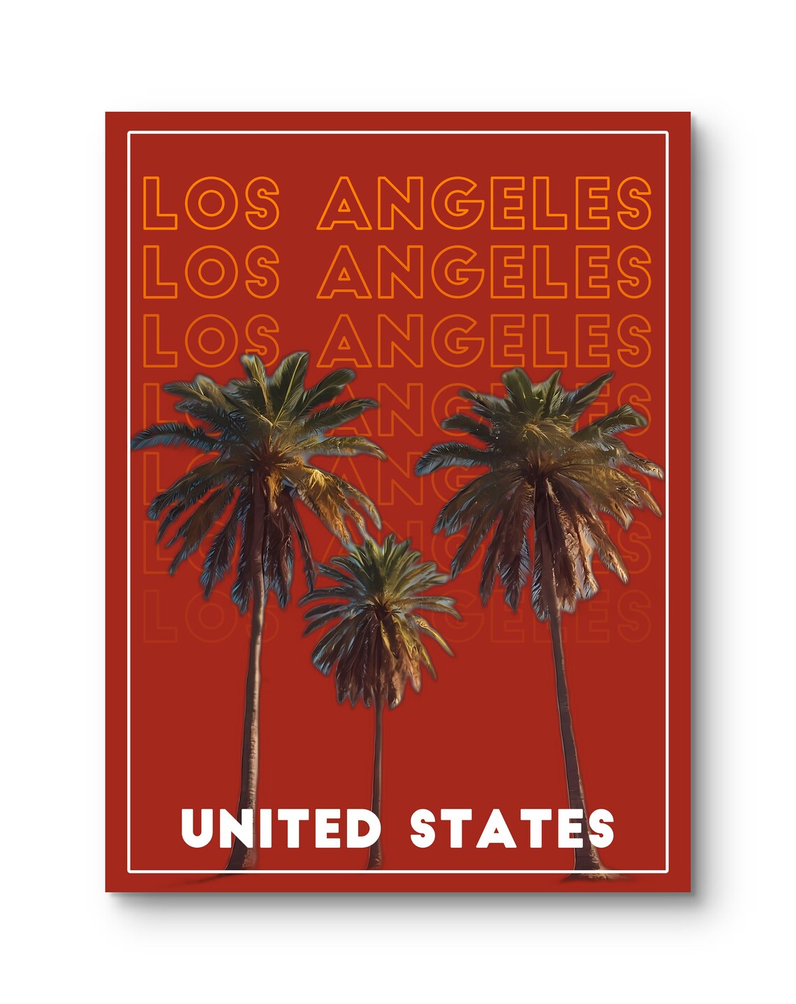 Los Angeles Palm Trees Sunset Orange Typography Travel Poster
