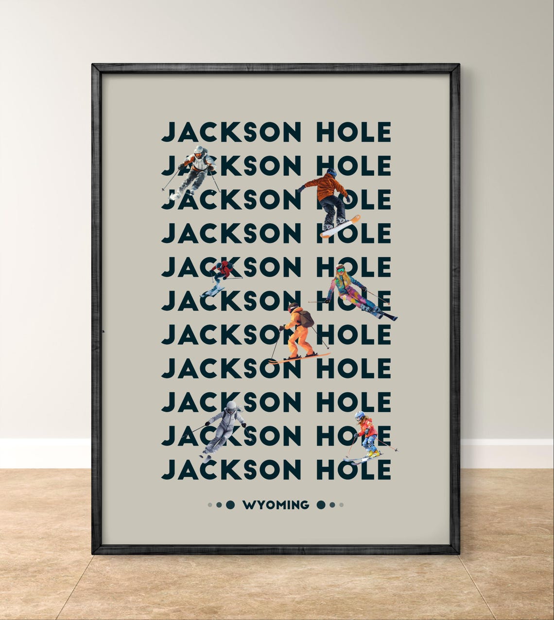 Jackson Hole Ski Poster Modern Wyoming Wall Art Minimalist Winter Sports Decor - Image 2