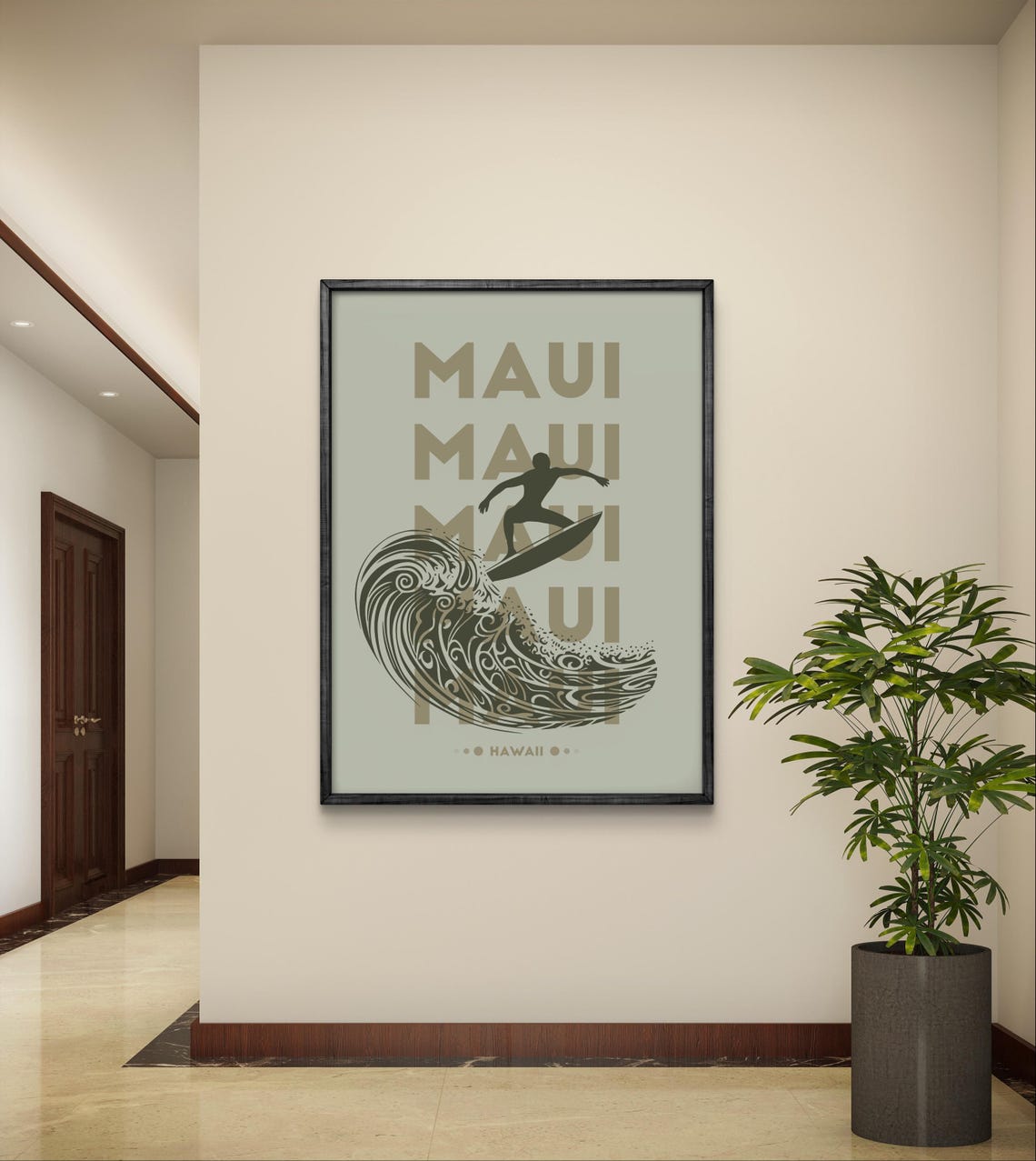 Maui Surfing Poster Minimalist Coastal Artwork For Beach Lovers And Adventure Seekers - Image 3