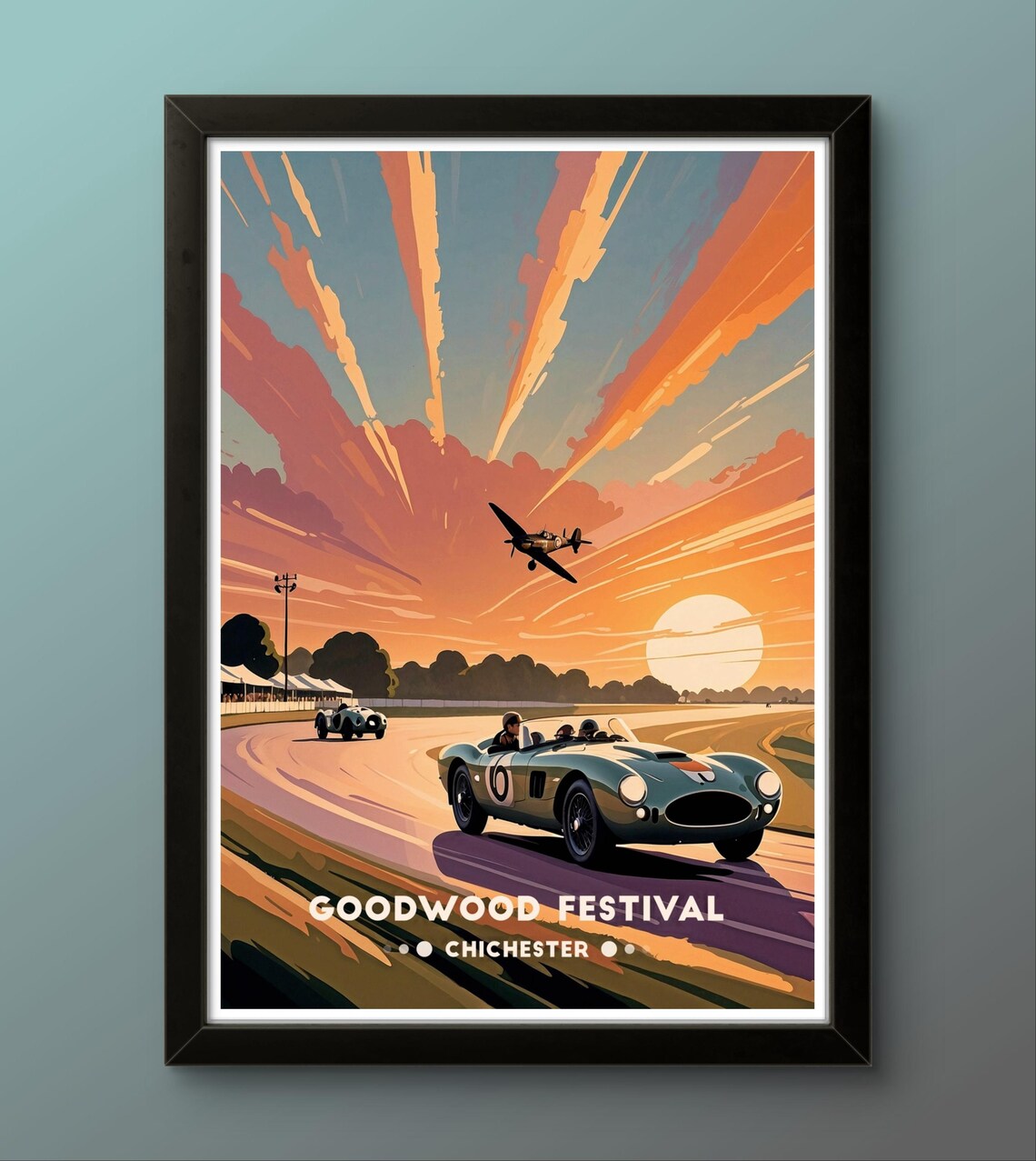 Goodwood Festival Vintage Poster Classic Cars And Aviation Art Print Chichester Uk Racing Event Wall Decor - Image 4