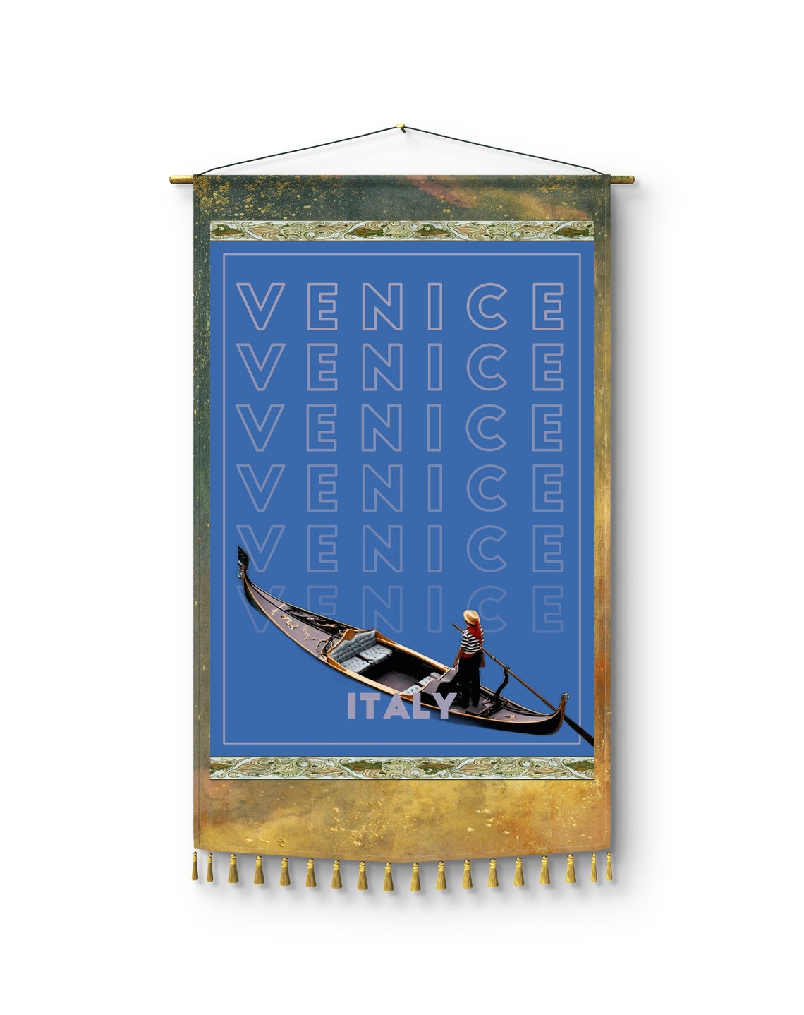Venice Italy Gondola Repeated Typography Modern Travel Poster - Image 3