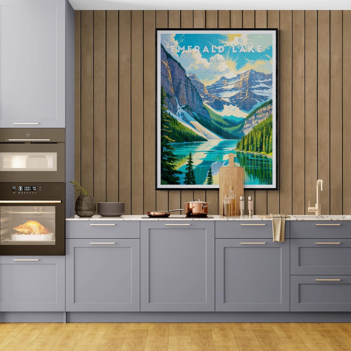 Emerald Lake Canada Rocky Mountain Turquoise Water Travel Poster
