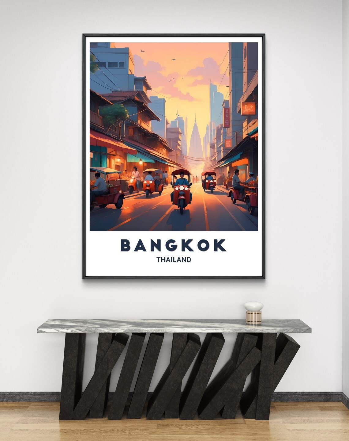 Bangkok Thailand Tuk Tuk Street At Golden Hour Travel Poster - Image 2
